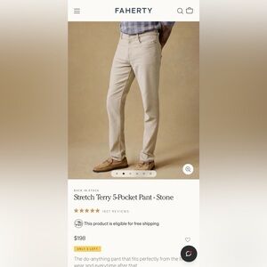 Faherty Stretch Terry Chinos - Light Beige